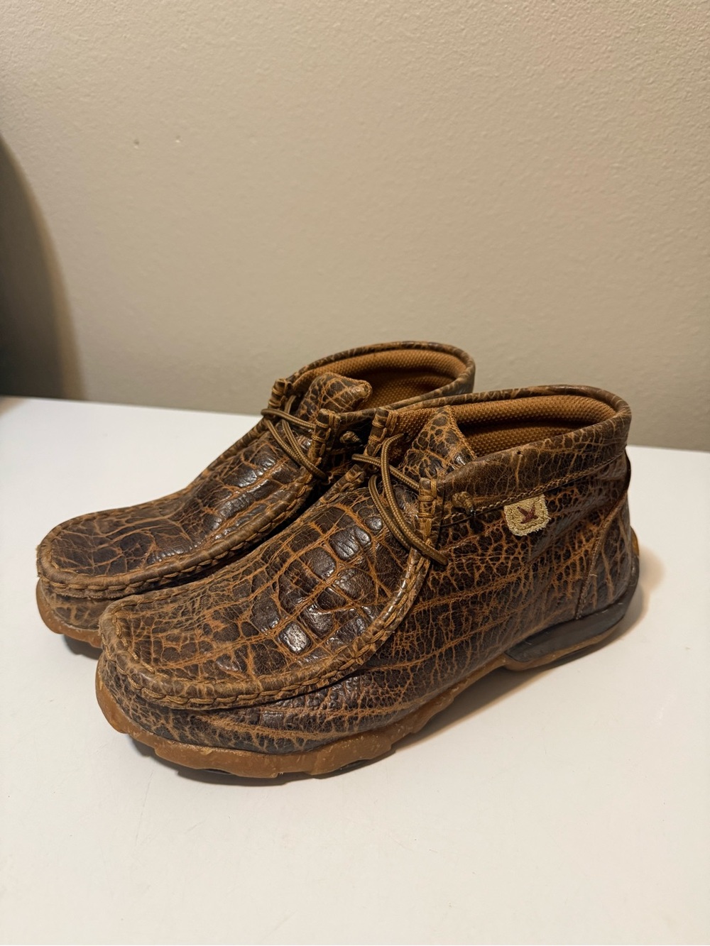 Twisted X Brown Croc-Pattern Kids Chukka Boots Worn only Twice